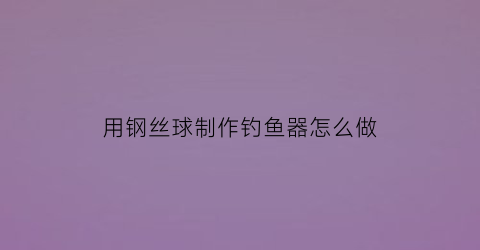 “用钢丝球制作钓鱼器怎么做(自制钢丝球)