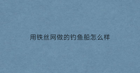 用铁丝网做的钓鱼船怎么样(铁丝网制作方法视频)