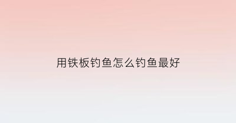 用铁板钓鱼怎么钓鱼最好(铁板用来钓什么鱼)