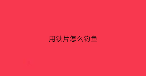 用铁片怎么钓鱼(用铁丝钓鱼)