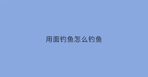 用面钓鱼怎么钓鱼(用面钓鱼怎么和面不散)