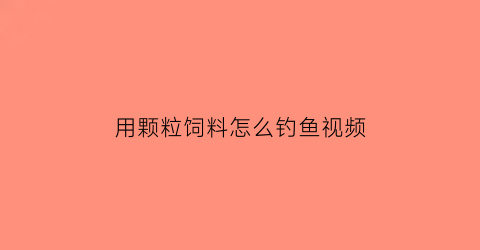 用颗粒饲料怎么钓鱼视频(颗粒饲料怎么钓鱼开饵)
