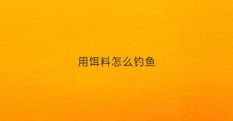 用饵料怎么钓鱼(钓饵料怎么钓)