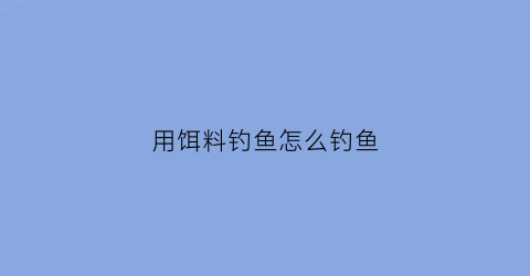 用饵料钓鱼怎么钓鱼(用饵料钓鱼怎么钓鱼视频)