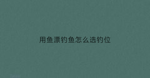 用鱼漂钓鱼怎么选钓位(用鱼漂钓鱼怎么选钓位视频)