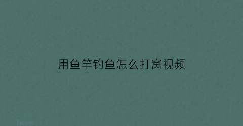 用鱼竿钓鱼怎么打窝视频(用鱼竿钓鱼怎么打窝视频讲解)