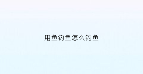用鱼钓鱼怎么钓鱼(鱼怎么钓用什么饵料)