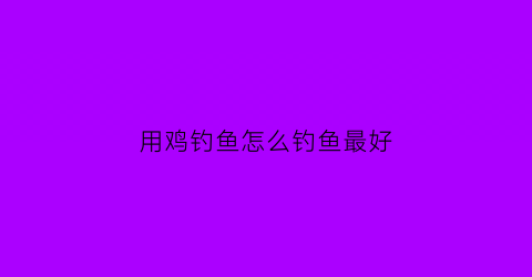 用鸡钓鱼怎么钓鱼最好(用小鸡钓鱼)