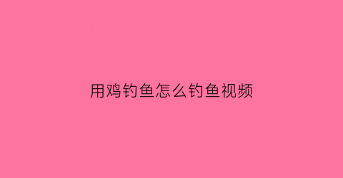 用鸡钓鱼怎么钓鱼视频(钓鸡鱼用什么鱼料)