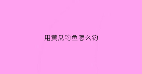 用黄瓜钓鱼怎么钓(用黄瓜钓鱼怎么钓视频)