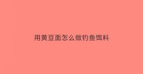 用黄豆面怎么做钓鱼饵料(黄豆面钓鱼饵料制作方法)