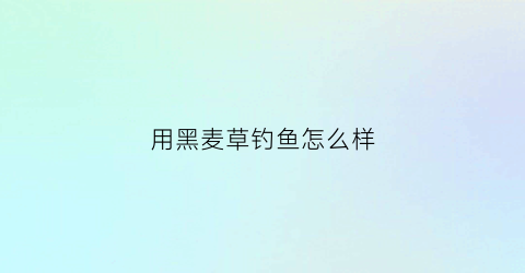 用黑麦草钓鱼怎么样