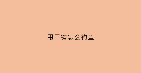 甩干钩怎么钓鱼(甩钩钓鱼怎么使用)