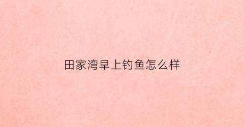 田家湾早上钓鱼怎么样(田家湾早上钓鱼怎么样好钓吗)