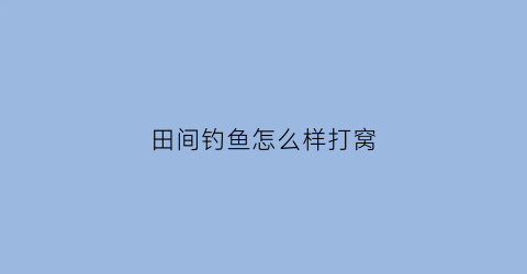 田间钓鱼怎么样打窝(田里钓鲤鱼)