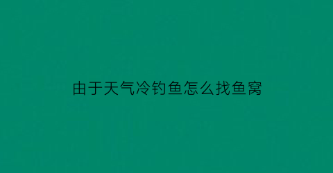 由于天气冷钓鱼怎么找鱼窝(天气冷了鱼怎么钓)