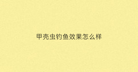 甲壳虫钓鱼效果怎么样(甲壳虫鱼漂)