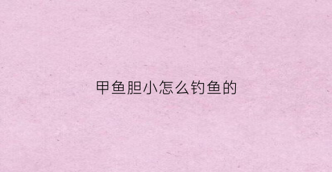 甲鱼胆小怎么钓鱼的(甲鱼胆小吗)
