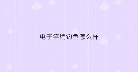 电子竿稍钓鱼怎么样(电子钓鱼竿哪里有卖的)