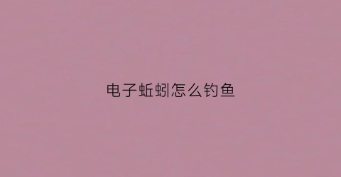 电子蚯蚓怎么钓鱼(电子蚯蚓怎么钓鱼视频)