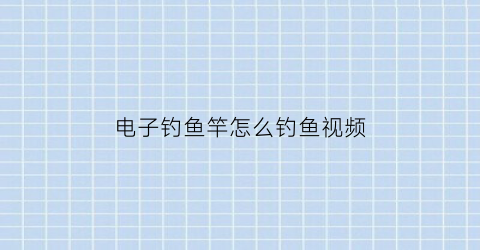 电子钓鱼竿怎么钓鱼视频(电子鱼竿的原理)