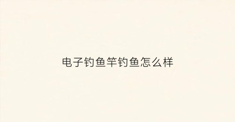 电子钓鱼竿钓鱼怎么样