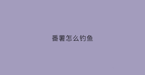 “番薯怎么钓鱼(番薯怎么钓鲤鱼)