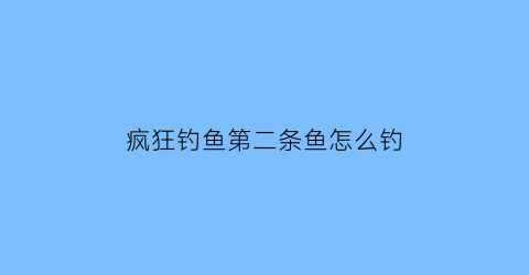 疯狂钓鱼第二条鱼怎么钓(疯狂钓鱼怎么操作)