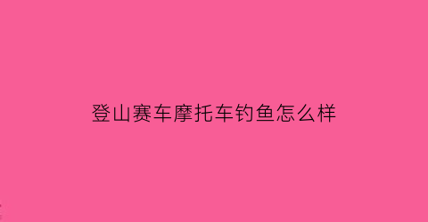 “登山赛车摩托车钓鱼怎么样(登山赛车2小轮摩托)