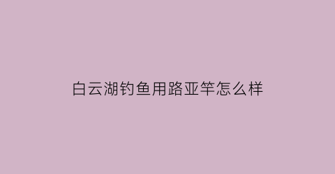 白云湖钓鱼用路亚竿怎么样(广州白云湖哪里可以钓鱼)