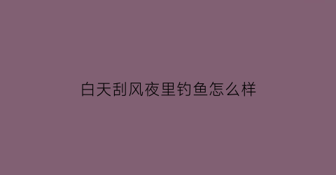 “白天刮风夜里钓鱼怎么样(白天刮大风晚上好钓鱼吗)