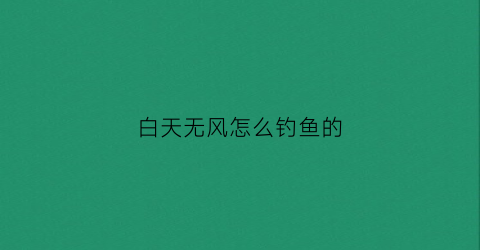 白天无风怎么钓鱼的(白天钓鱼技巧)
