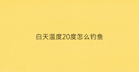 “白天温度20度怎么钓鱼(白天温度20度怎么钓鱼最好)