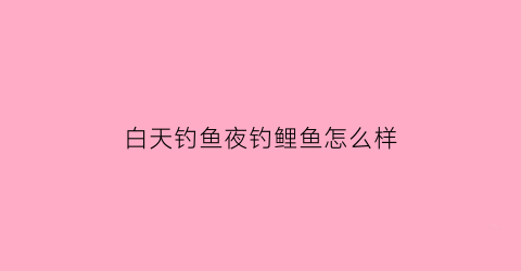 白天钓鱼夜钓鲤鱼怎么样(白天钓鲤鱼是钓近还是远)