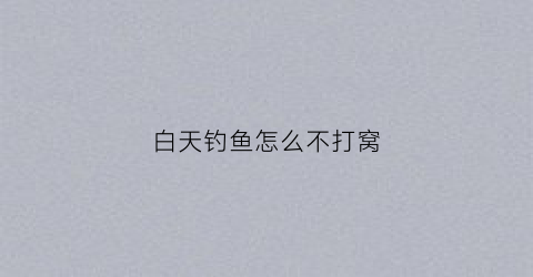 白天钓鱼怎么不打窝(白天钓不到大鱼)