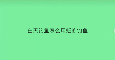 白天钓鱼怎么用蚯蚓钓鱼(白天用蚯蚓钓鱼能钓到什么鱼)