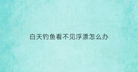 “白天钓鱼看不见浮漂怎么办(白天钓鱼没口什么原因)