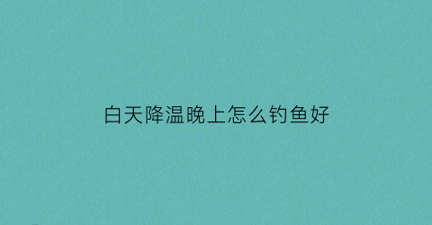 “白天降温晚上怎么钓鱼好(降温当天夜钓怎么样)