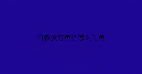 白条没有鱼漂怎么钓鱼(白条没有鱼漂怎么钓鱼呢)