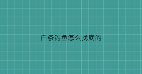 “白条钓鱼怎么找底的(白条如何钓底还是钓浮)