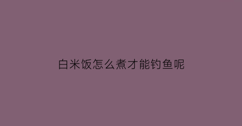 白米饭怎么煮才能钓鱼呢