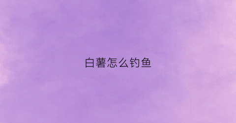 白薯怎么钓鱼(白薯怎么钓鱼最好)
