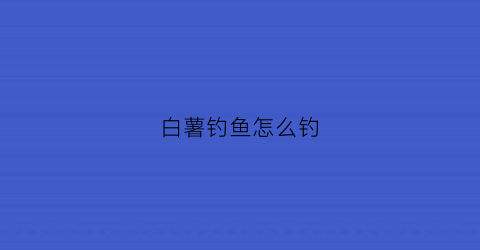 白薯钓鱼怎么钓(红薯钓鱼怎样做最好)