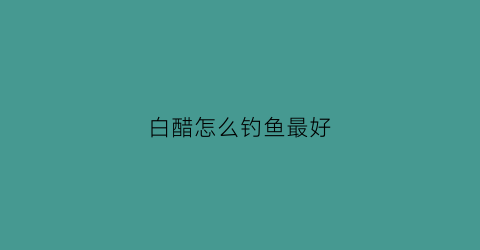 白醋怎么钓鱼最好(钓鱼用白醋还是陈醋)
