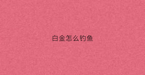 白金怎么钓鱼(白金怎么钓鱼效果好)