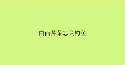 白面芹菜怎么钓鱼