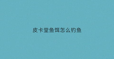 皮卡堂鱼饵怎么钓鱼