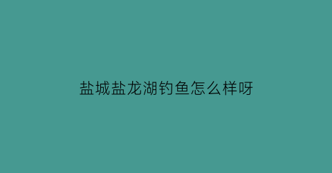盐城盐龙湖钓鱼怎么样呀(盐城盐龙湖钓鱼怎么样呀多少钱)