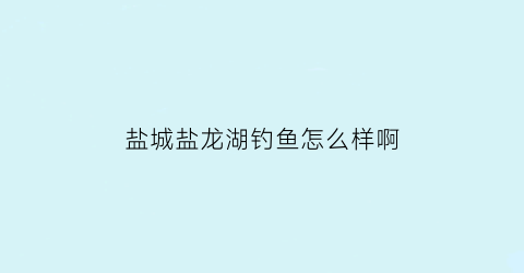 盐城盐龙湖钓鱼怎么样啊(盐城盐龙湖钓鱼怎么样啊最近)