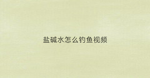 盐碱水怎么钓鱼视频(盐碱地怎么钓鱼)